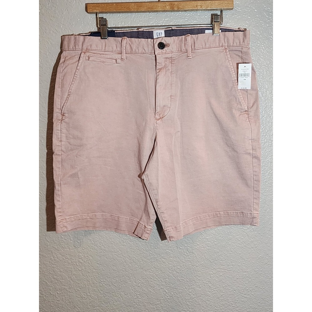 Gap Men's Pink Chino Shorts NWT Size 34 With 10" Inseam Zip/Button Closure
